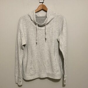 Women's Medium Light Gray Striped Cowl Neck Shirt, Sweatshirt